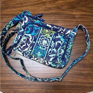 Vera Bradley Adjustable Cross Body Bag w/Built-In Wallet, Katalina Blues Pattern